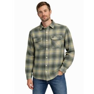 RVCA Flannel Shirt Men’s XL Green Plaid Heavyweight Button Front Cotton